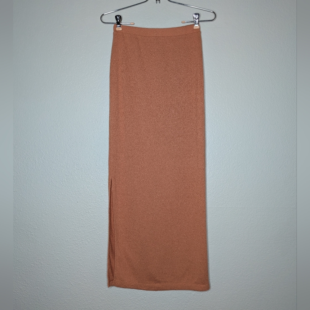 Free People Beach Womens Peach Salmon Terry Cloth Side Split Maxi Skirt XS